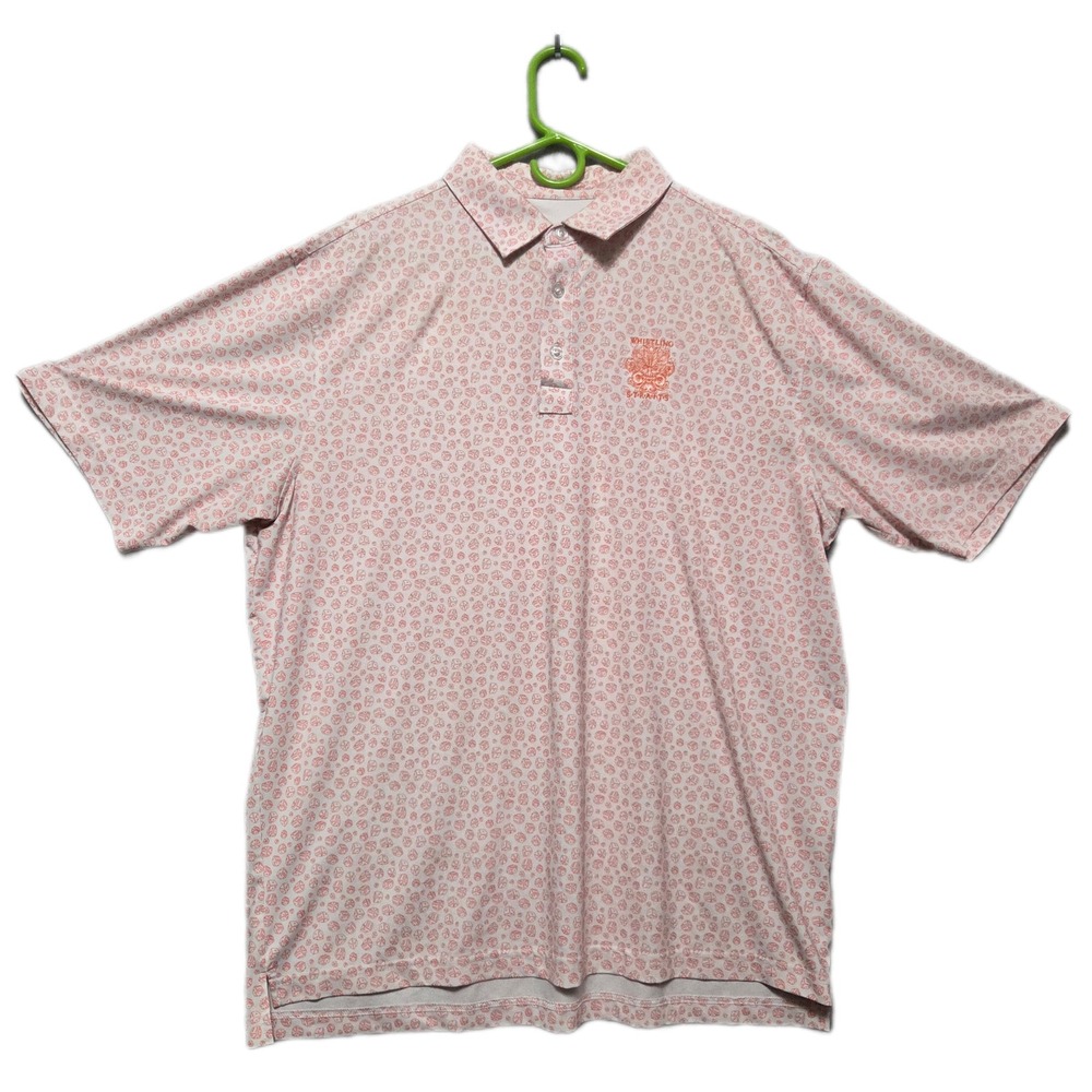 Straight Down Whistling Straits Golf Polo Shirt Mens XL White Red Dice Print
